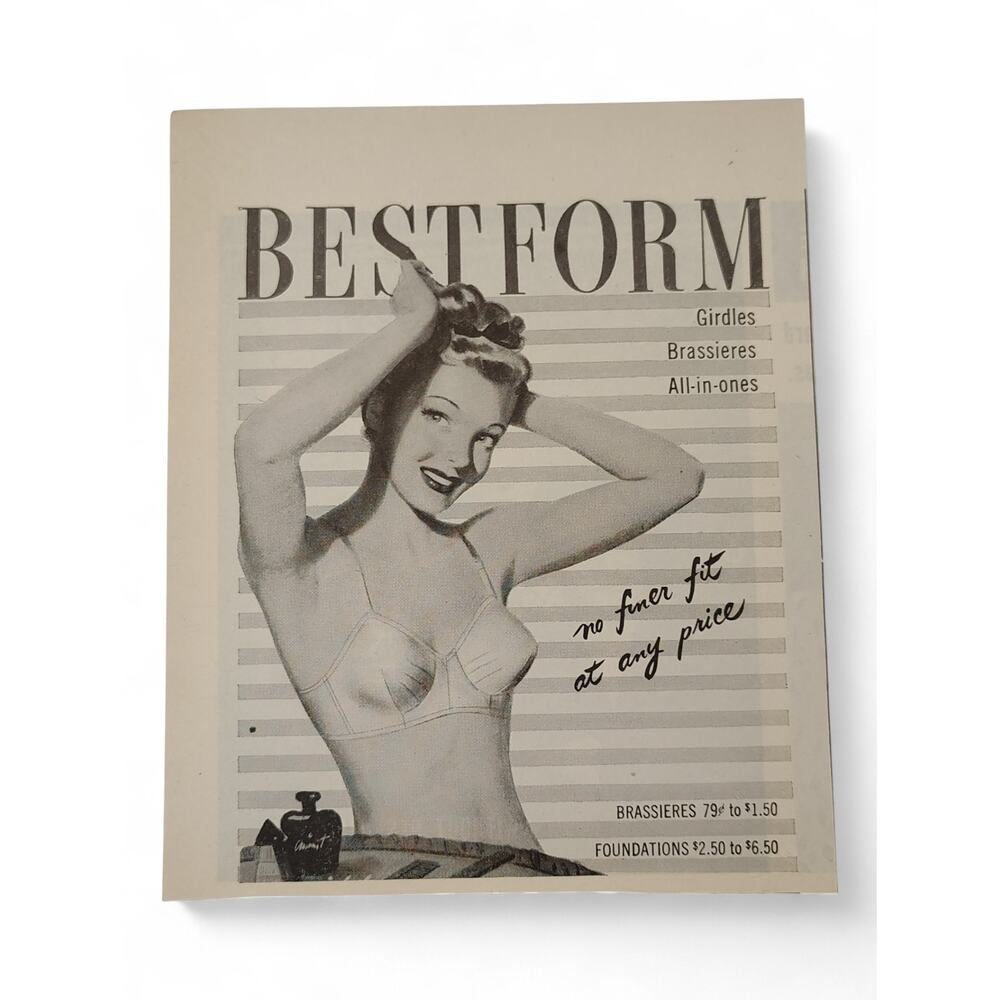 1946 BESTFORM Print Ad Brassieres Undergarments Foundations Beauty‎ MCM Ephemera